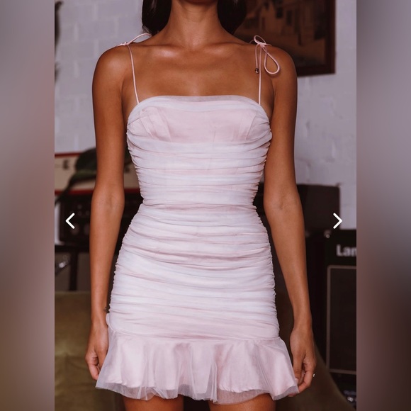 Selfie Leslie true romance ruffle mini dress - blush US size L - Picture 1 of 5